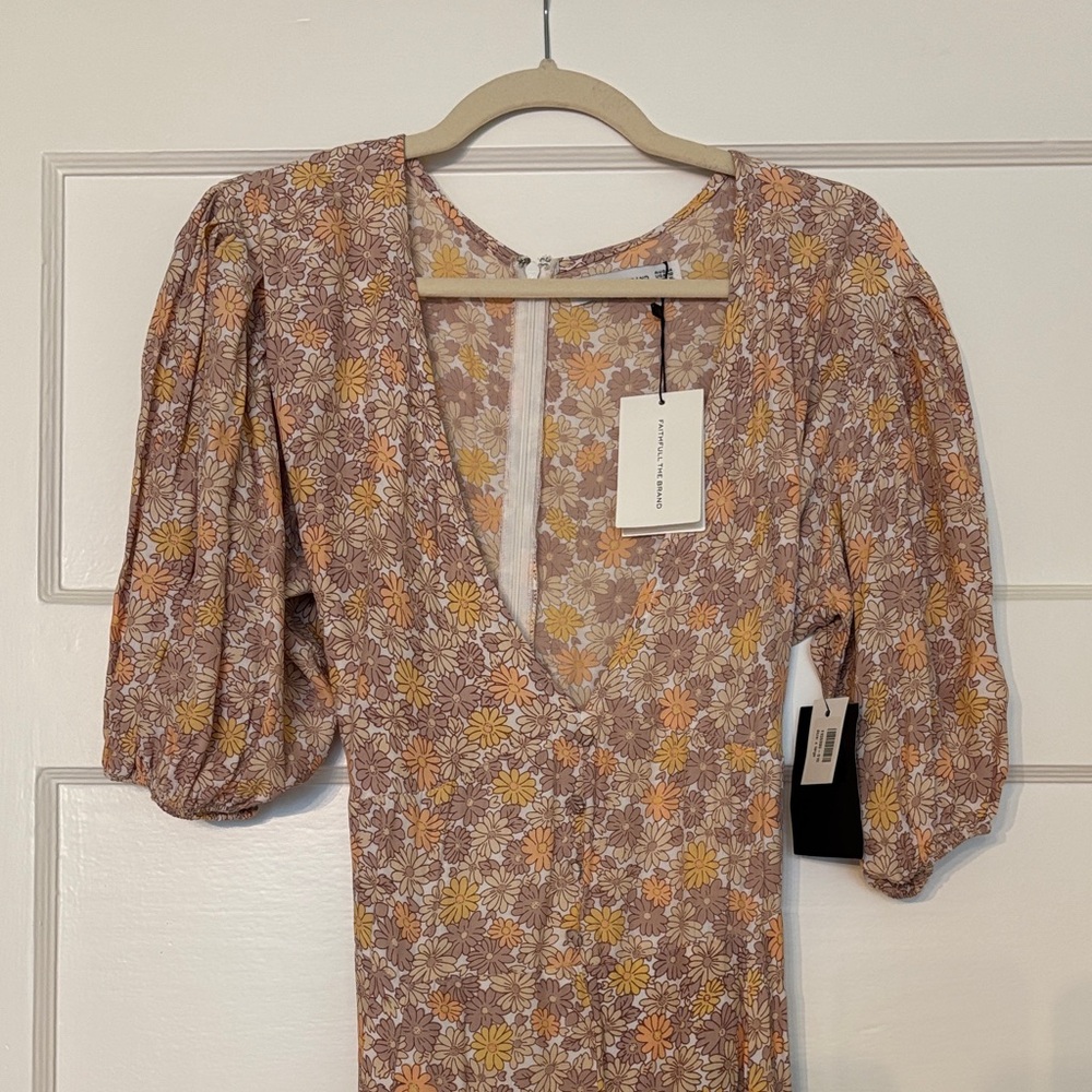 Faithfull the Brand Floral Maxi Dress in Orange and Cream